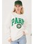 Kadın Paris Baskılı Üç Iplik Sweatshirt Ekru Ekru ZN5107 5