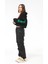 Kadın Kapüşonlu Taş Detaylı Ayıcık Baskılı Crop Sweatshirt Siyah ZN5087 5