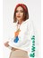 Kadın Kapüşonlu Taş Detaylı Ayıcık Baskılı Crop Sweatshirt Ekru ZN5087 5