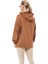 Kadın Kanguru Cepli Taşlı Ayıcık Baskılı Kapüşonlu Sweatshirt Açık Kahve ZN5085 2