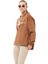 Kadın Kanguru Cepli Taşlı Ayıcık Baskılı Kapüşonlu Sweatshirt Açık Kahve ZN5085 5
