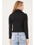 Kadın Yakası Peluşlu Fermuarlı Sweatshirt Siyah ZN5117 4
