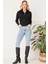 Kadın Yakası Peluşlu Fermuarlı Sweatshirt Siyah ZN5117 5