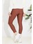 Kadın Yüksek Bel Esnek Spor Tayt Kahve ZN5121 5
