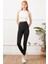 Kadın Yüksek Bel Agraflı Tayt Siyah ZN5120 4
