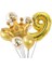 Altın Rakam Kral Taç Parlak Balon ve Pullu Şeffaf Balonlu Set 1