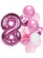 Fuşya Rakam Pullu Şeffaf Balon Pembe Tonları Balon Buketi 1