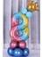 Rakam Balon Karşılama Seti 8 Yaş Gökkuşağı Renkleri Rakam Balon Altın Taçlı 8 Rakamlı Balon 1