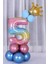 Rakam Balon Karşılama Seti 5 Yaş Gökkuşağı Renkleri Rakam Balon Altın Taçlı 5 Rakamlı Balon 1