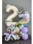 Unicorn Balon Unicorn Tema Krem Rakam Balonlu Makaron Gökkuşağı Set (1-9 Arası Yaş Seçimli) 1
