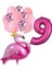 Flamingo Tema Fuşya Rakam Balon Fuşya Pullu Şeffaf Balon Buketi 1
