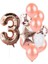 Rose Gold Rakam Pullu Şeffaf Balon Gül Kurusu Tonları Balon Buketi 1