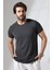 V Yaka Regular Fit Compact Pamuklu Esnek T-Shirt 19953 Koyu Antrasitmelanj 3