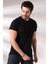 V Yaka Regular Fit Compact Pamuklu Esnek T-Shirt 19953 Siyah 3