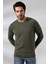 Compact Penye Likralı Regular Fit Uzun Kol V Yaka T-Shirt 19647 Haki 2
