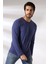 Compact Penye Likralı Regular Fit Uzun Kol Pis V Yaka T-Shirt 19698 Indigomelanj 2