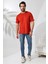 Erkek Pamuklu Penye Kompakt Bisiklet Yaka Comfort Fit Basic T-Shirt 21751 Kiremit 1
