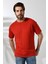 Erkek Pamuklu Penye Kompakt Bisiklet Yaka Comfort Fit Basic T-Shirt 21751 Kiremit 2