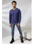 Compact Penye Likralı Regular Fit Uzun Kol V Yaka T-Shirt 19647 Indigomelanj 1