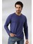 Compact Penye Likralı Regular Fit Uzun Kol V Yaka T-Shirt 19647 Indigomelanj 2