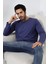 Compact Penye Likralı Regular Fit Uzun Kol V Yaka T-Shirt 19647 Indigomelanj 3