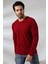 Compact Penye Likralı Regular Fit Uzun Kol V Yaka T-Shirt 19647 Bordo 2