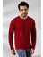 Compact Penye Likralı Regular Fit Uzun Kol V Yaka T-Shirt 19647 Bordo 3
