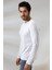 Compact Penye Likralı Regular Fit Uzun Kol V Yaka T-Shirt 19647 Beyaz 2