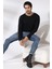 Compact Penye Likralı Regular Fit Uzun Kol Pis V Yaka T-Shirt 19698 Siyah 3