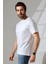 Erkek Pamuklu Penye Kompakt Bisiklet Yaka Comfort Fit Basic T-Shirt 21751 Beyaz 2