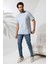 Erkek Pamuklu Penye Kompakt Bisiklet Yaka Comfort Fit Basic T-Shirt 21751 Buz Mavi 1