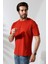 Erkek Pamuklu Penye Kompakt Bisiklet Yaka Comfort Fit Basic T-Shirt 21751 Kiremit 3