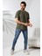 Erkek Pamuklu Penye Kompakt Bisiklet Yaka Comfort Fit Basic T-Shirt 21751 Haki 1