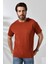 Erkek Pamuklu Penye Kompakt Bisiklet Yaka Comfort Fit Basic T-Shirt 21751 Taba 1