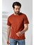 Erkek Pamuklu Penye Kompakt Bisiklet Yaka Comfort Fit Basic T-Shirt 21751 Taba 2