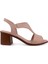 Hakiki Deri sandalet Modern Lastikli 100607 Pudra 4