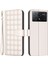 Bınfen Renk Xiaomi Poco X6 Pro 5g Deri Telefon Kılıfı Kare Izgara-Bej (Yurt Dışından) 1