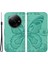 Xiaomi Redmi A3 Kılıf Swallowtail Çevirme Pu Deri Telefon Kapağı-Yeşil (Yurt Dışından) 1