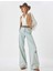 Yırtık Kot Pantolon Düşük Bel Düğmeli Bol Paça Pamuklu - Loose Straight Fit Jean 1