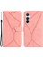 Samsung Galaxy M35 5g Kılıf Skin-Touch Lines Pu Deri Telefon Kapağı-Pembe (Yurt Dışından) 1