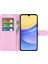 Samsung Galaxy M15 5g Kılıf Litchi Doku Deri Telefon Kapak Kart Yuvası Manyetik Toka-Pembe (Yurt Dışından) 3