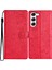 Samsung Galaxy S23+ Deri Kılıf Çiçek Baskılı Cüzdan Telefon Kapağı-Kırmızı (Yurt Dışından) 1