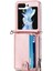 Samsung Galaxy Z Flip6 5g Kılıf Fermuarlı Kart Tutucu Uzun Askılı Deri Telefon Kılıfı-Pembe (Yurt Dışından) 3