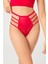 Kırmızı Transparan Lastik Detaylı Fiyonklu Kadın Bikini Külot 4