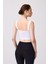 Cottonhill Premium - Kadın Beyaz Seamless Orta Boy Kare Yaka Crop Top Büstiyer 2