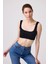 Cottonhill Premium - Kadın Siyah Seamless Kare Yaka Crop Top Büstiyer 4