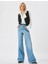 Bol Paça Kot Pantolon Normal Bel Düğmeli Pamuklu - Loose Straight Fit Jean 2