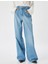 Bol Paça Kot Pantolon Normal Bel Düğmeli Pamuklu - Loose Straight Fit Jean 3