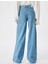 Bol Paça Kot Pantolon Normal Bel Düğmeli Pamuklu - Loose Straight Fit Jean 4
