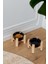 Ahşap Ayaklı Seramik Kedi Köpek Ikili Mama ve Su Kabı 12 x 10 cm 1